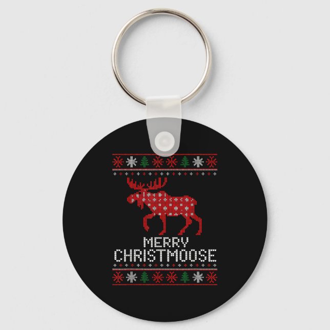 Porte-clés Merry Christmoose Funny Christmas Moose Sweater An (Recto)