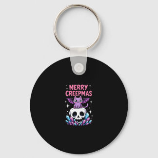 Porte-clés Merry Creepmas Cat Pastel Goth Christmas Skull T-S