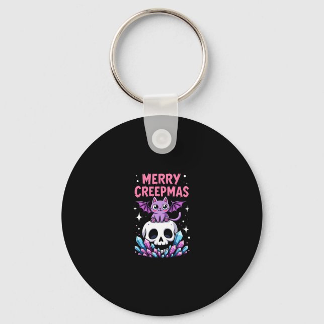 Porte-clés Merry Creepmas Cat Pastel Goth Christmas Skull T-S (Recto)