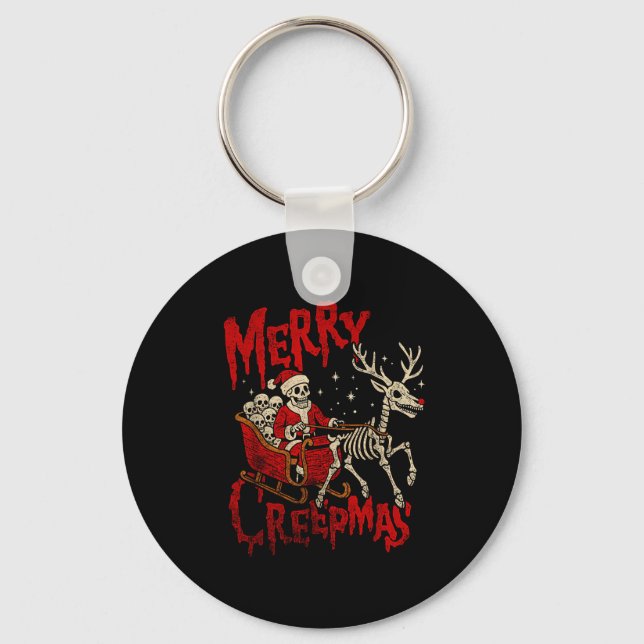 Porte-clés Merry Creepmas Skeleton Creepy Christmas Goth Holi (Recto)
