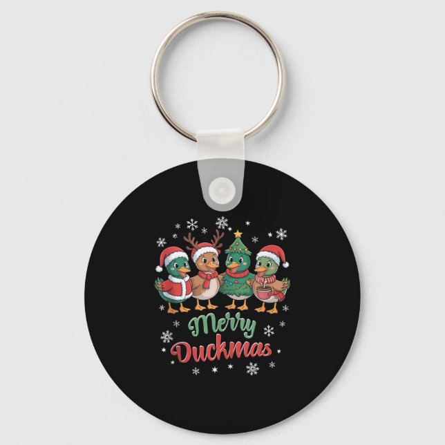 Porte-clés Merry Duckmas – Funny Christmas Ducks Holiday Desi (Recto)