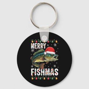 Porte-clés Merry Fishmas Funny Pêche de Noël Pajama Fishe