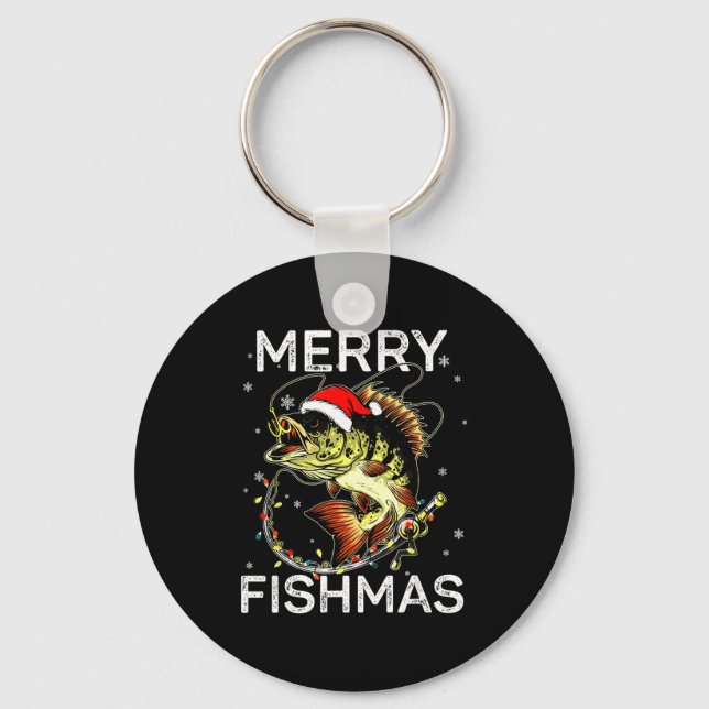 Porte-clés Merry Fishmas Santa Fishing Lovers Funny Fisherman (Recto)