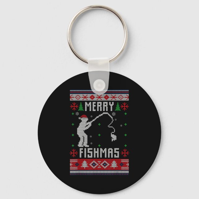 Porte-clés Merry Fishmas Ugly Sweater Ugly Fishing Christmas  (Recto)