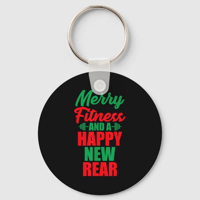Porte-clés Merry Fitness And A Happy New Rear Funny Christmas (Recto)