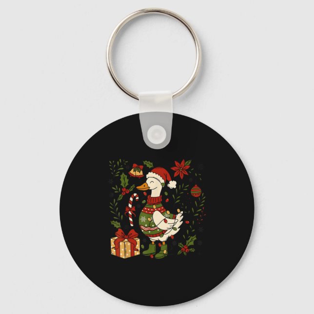 Porte-clés Merry Goosemas Christmas Lights Goose Duck Boho Fl (Recto)