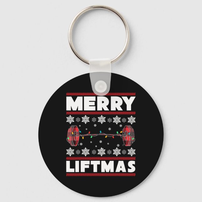 Porte-clés Merry Liftmas Fun Christmas Gym Workout Fitness Gi (Recto)