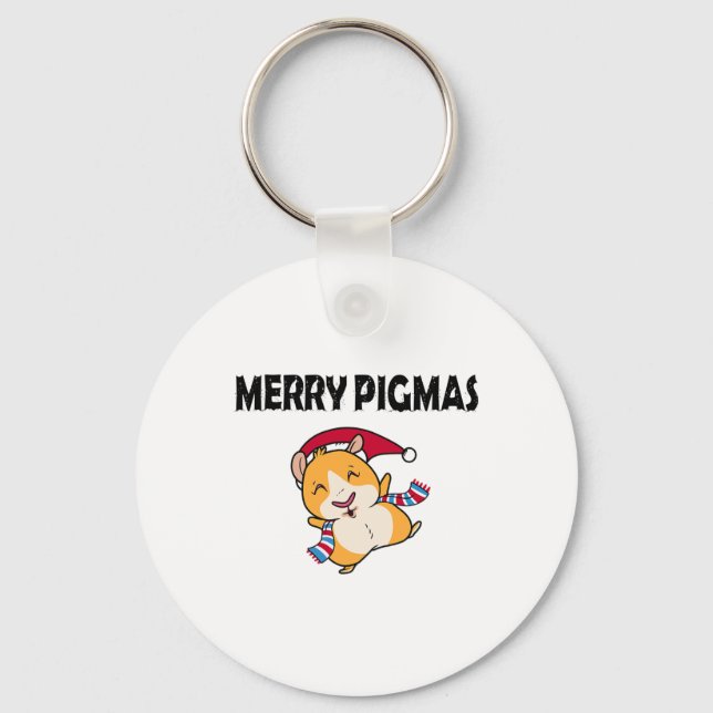 Porte-clés Merry Pigmas Face Mask Funny Guinea Pig Christmas  (Recto)