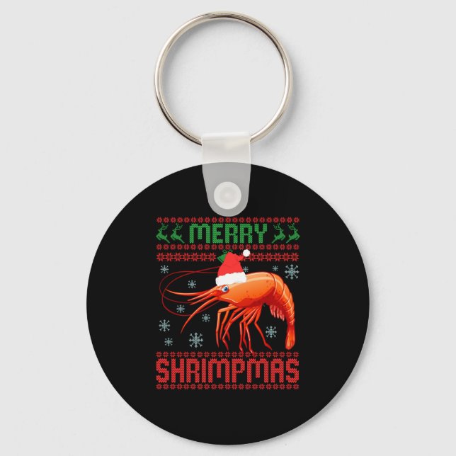 Porte-clés Merry Shrimpmas Funny Shrimp Ugly Christmas Sweate (Recto)