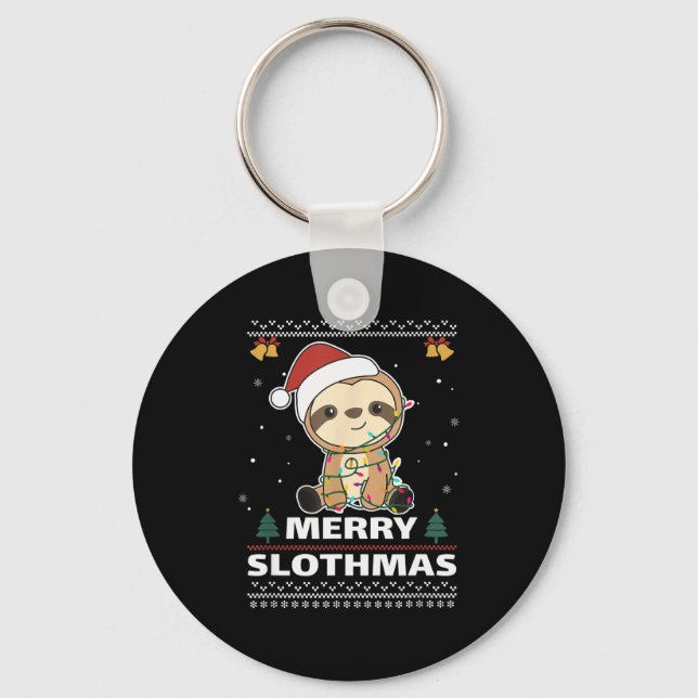 Porte-clés Merry Slothmas Funny Sloth Christmas Pun  (Recto)