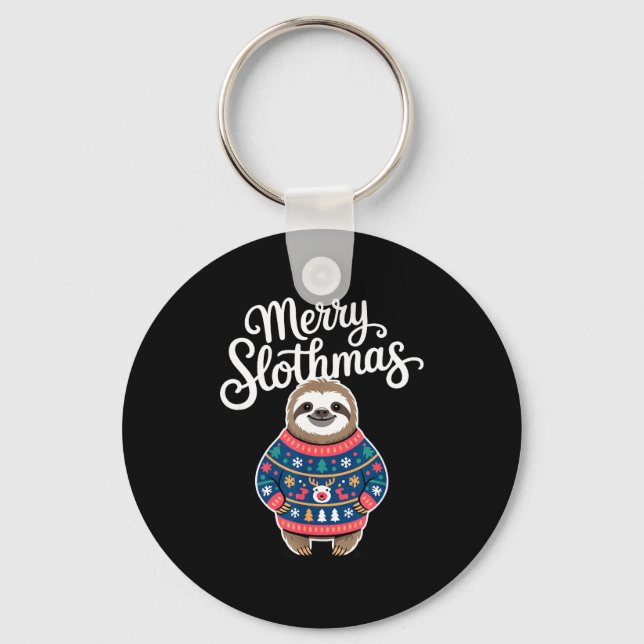 Porte-clés Merry Slothmas Sweater Funny Sloth Christmas Pajam (Recto)