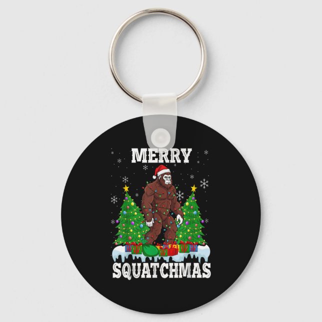 Porte-clés Merry Squatchmas Christmas Tree Santa Bigfoot Sasq (Recto)