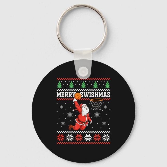 Porte-clés Merry Swishmas Basketball Snowman Christmas Ugly P (Recto)