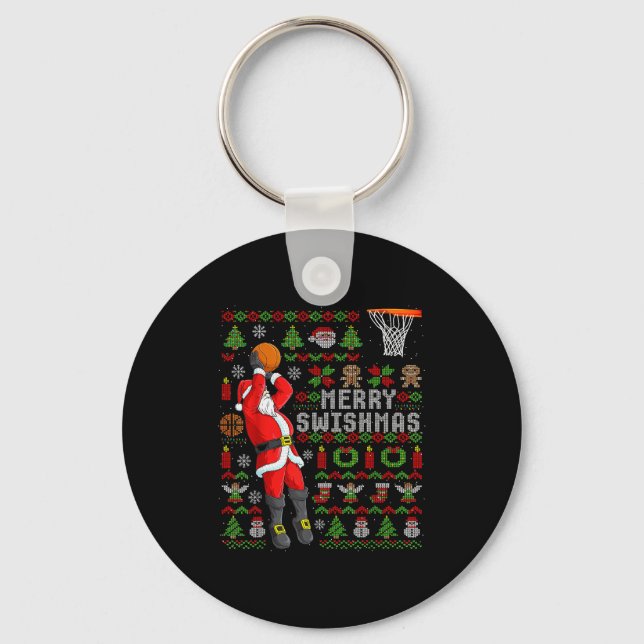 Porte-clés Merry Swishmas Ugly Christmas Basketball Christmas (Recto)