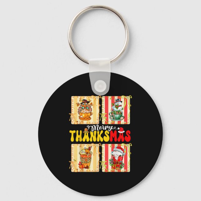 Porte-clés Merry Thanksmas Pumpkin Sce Latte Coffee Thanksgiv (Recto)