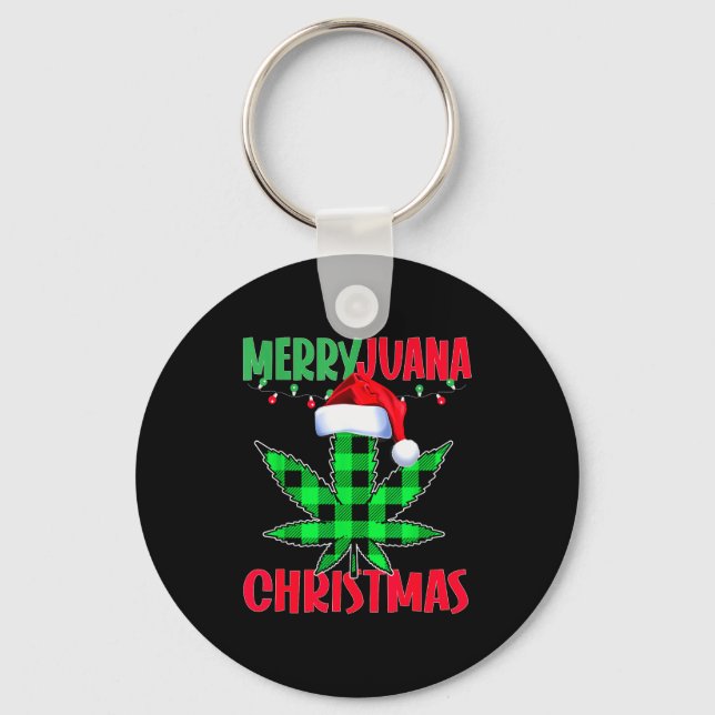 Porte-clés Merryjuana Weed Leaf Funny Christmas Pajama X-mas  (Recto)