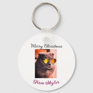 Porte-clés Merveilleux chien de chat de Noël animal de compag