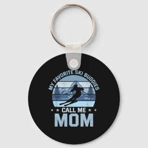 Porte-clés Mes copains de ski préférés m'appellent Maman skie