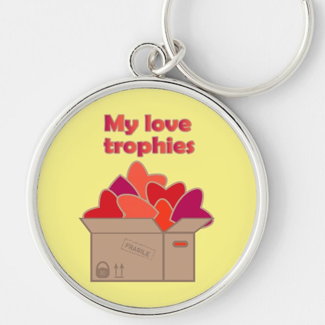 Porte-clés Mes trophées d'amour dans une boîte pleine de coeu (Devant)