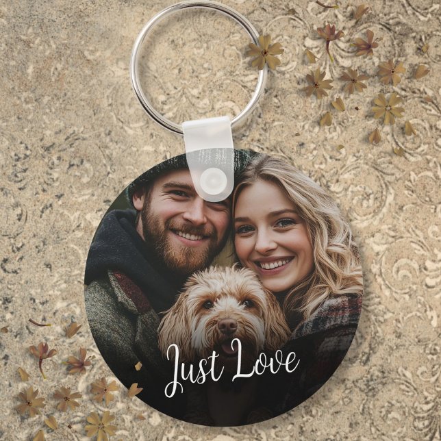 Porte-clés Message de script personnalisé Couple photo (Personalized Script Message Couple Photo Keychain)
