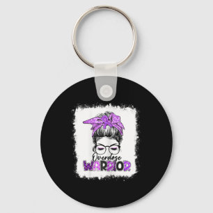Porte-clés Messy Bun Empreinte de léopard Purple Ribbon Overd