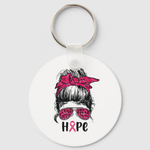 Porte-clés Messy Bun Support Squad Pink Hope Cancer du sein A