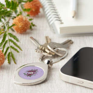 Porte-Clés Métal Bouquet de Violettes