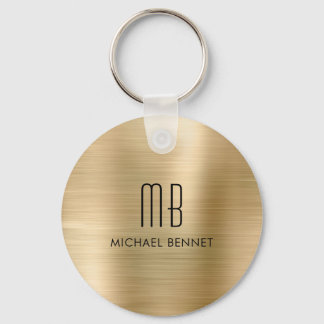 Porte-clés Métal brossé Monogrammé Gold Faux