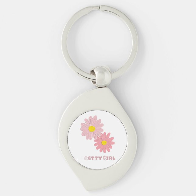 Porte-clés Metal keychain with a floral design (Devant)