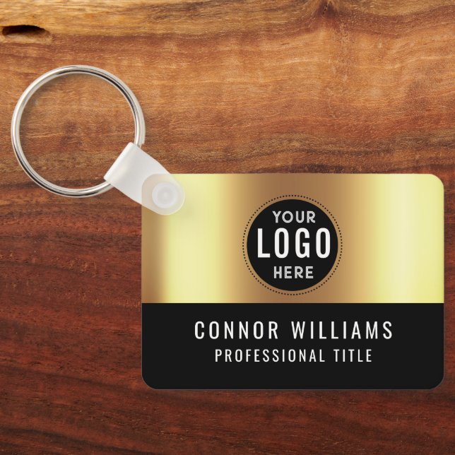 Porte-clés Metallic Gold Black Logo Name (Verso)