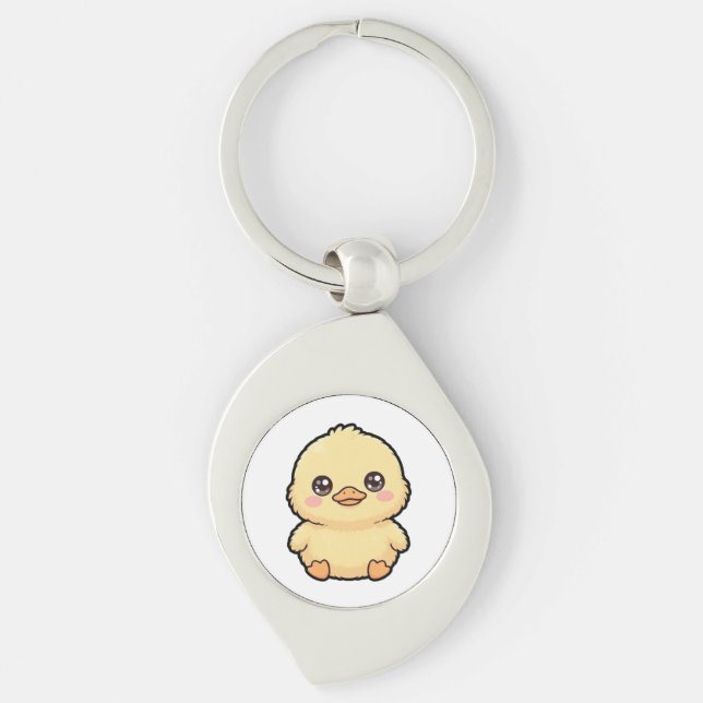 Porte-clés métallique Caneton Bébé Mignon (Devant)