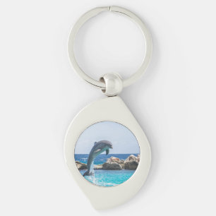 Porte-clés métallique dauphin à bec bouteille