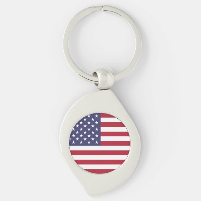 Porte-clés métallique drapeau américain États-Unis (Devant)