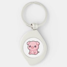 Porte-clés métallique en forme de bébé cochon mign