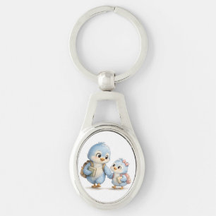Porte-clés métallique Frères et sœurs d'oiseaux mi