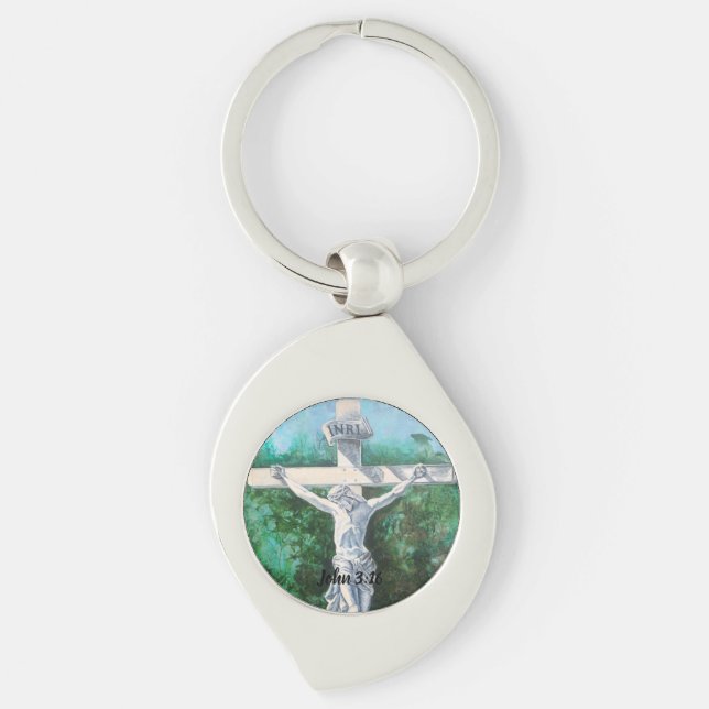 Porte-clés métallique Jean 3:16 foi église pasteur (Devant)
