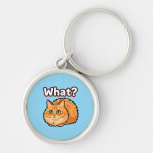 Porte-clés métallique mignon chat roux choqué Quoi