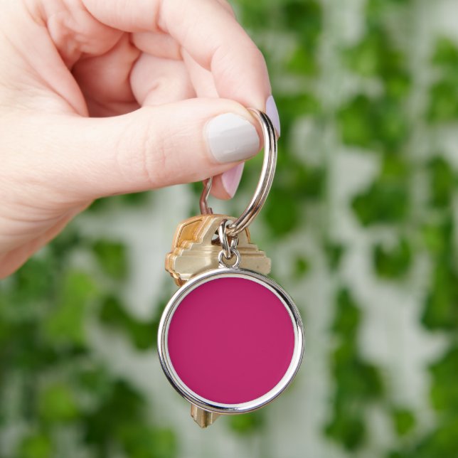 Porte-clés métallique rond rose brûlé (main)
