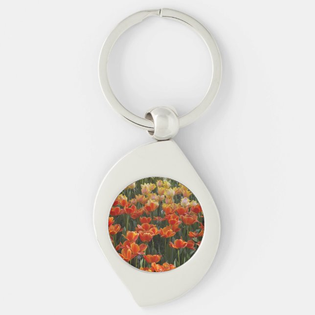 Porte-clés métallique rond Tulipes (Devant)