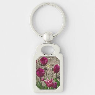 Porte-clés métallique Tulipes violettes