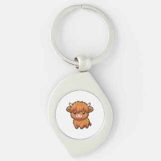 Porte-clés métallique vache Highland bébé mignon