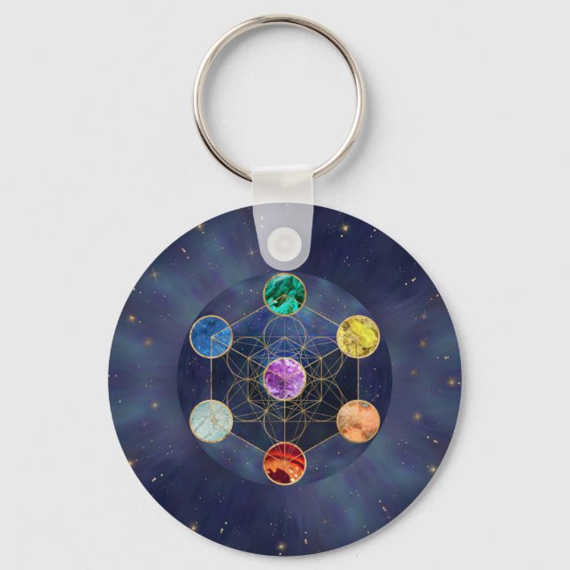 Porte-clés Metatron's Cube Chakras Sacred Geometry (Recto)