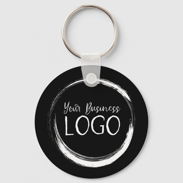 Porte-clés Mettez mon logo sur un noir rond (Recto)