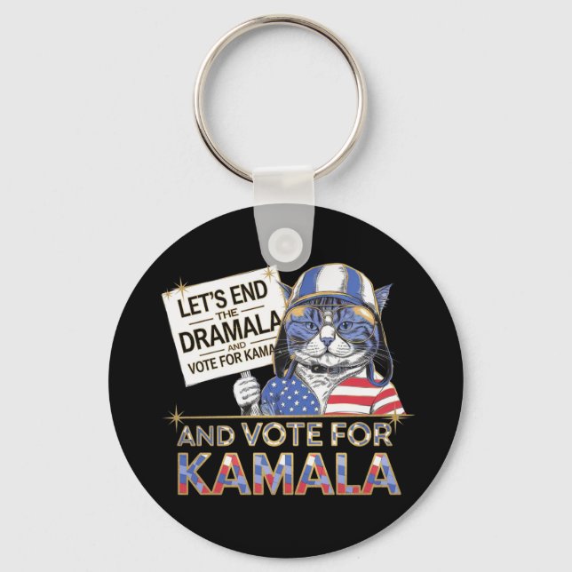 Porte-clés Mettons fin à la Dramala et votons pour Kamala (Recto)