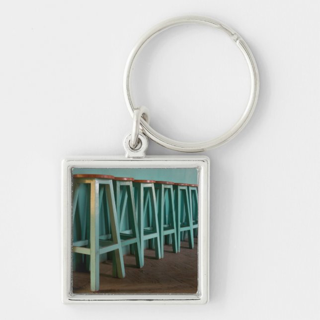 Porte-clés Mexique, Oaxaca, Tabourets de bar verts alignés le (Devant)