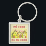Porte-clés MI CASA ES SU CASA Aquarelle Maisons joliment gaie<br><div class="desc">Regardez ce porte - clé génial. Customisez avec votre texte. Consultez ma boutique pour plus de designs et de couleurs aussi!</div>