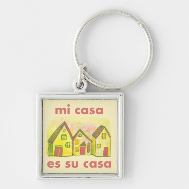 Porte-clés MI CASA ES SU CASA Aquarelle Maisons joliment gaie (Devant)