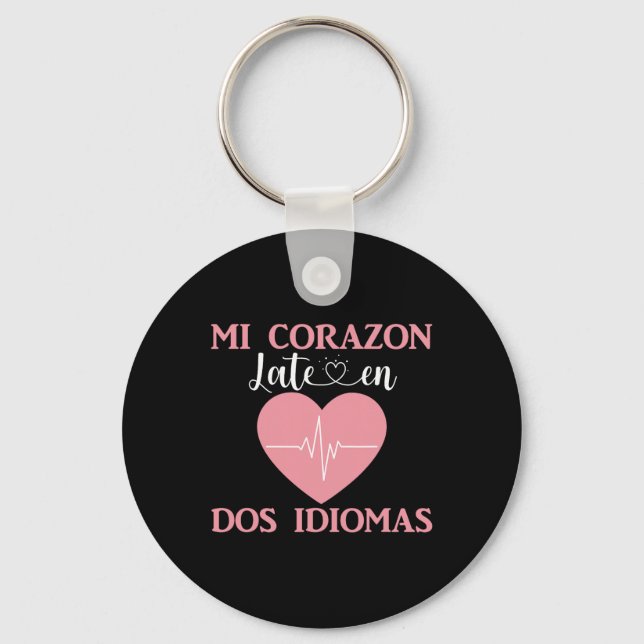 Porte-clés Mi Corazon Late En Dos Idiomas Bilingual Valentine (Recto)