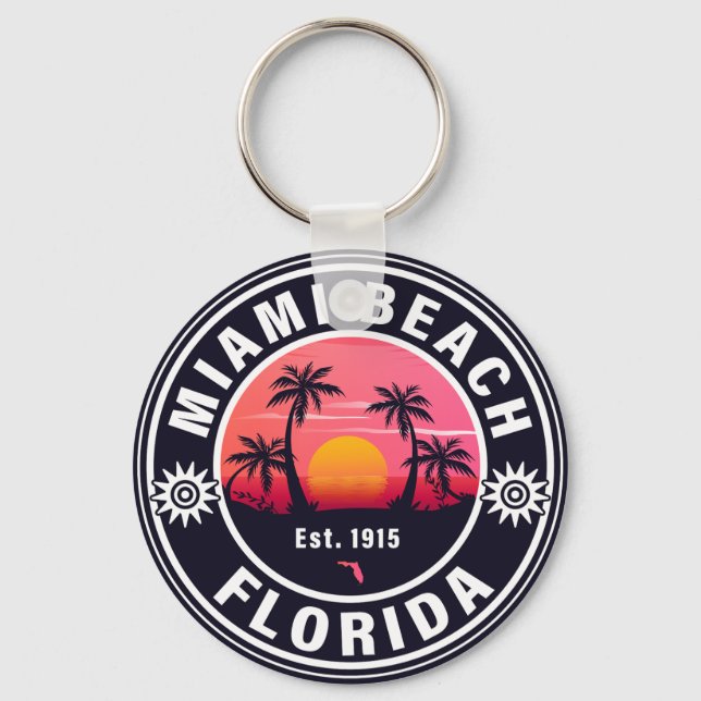 Porte-clés Miami Beach Floride Retro Sunset Souvenirs 60s (Recto)