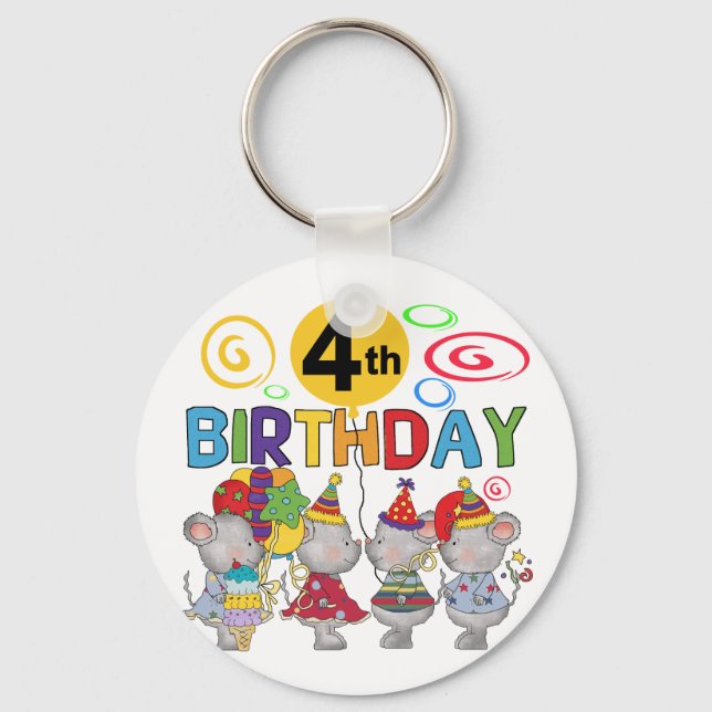 Porte-clés Mice 4th Birthday T-shirts et cadeaux (Recto)